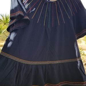Maeve Navy Multicolor Thread Top